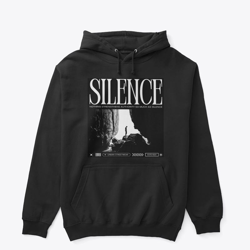 "Black T-Shirt – Bold 'Silence' Graphic"