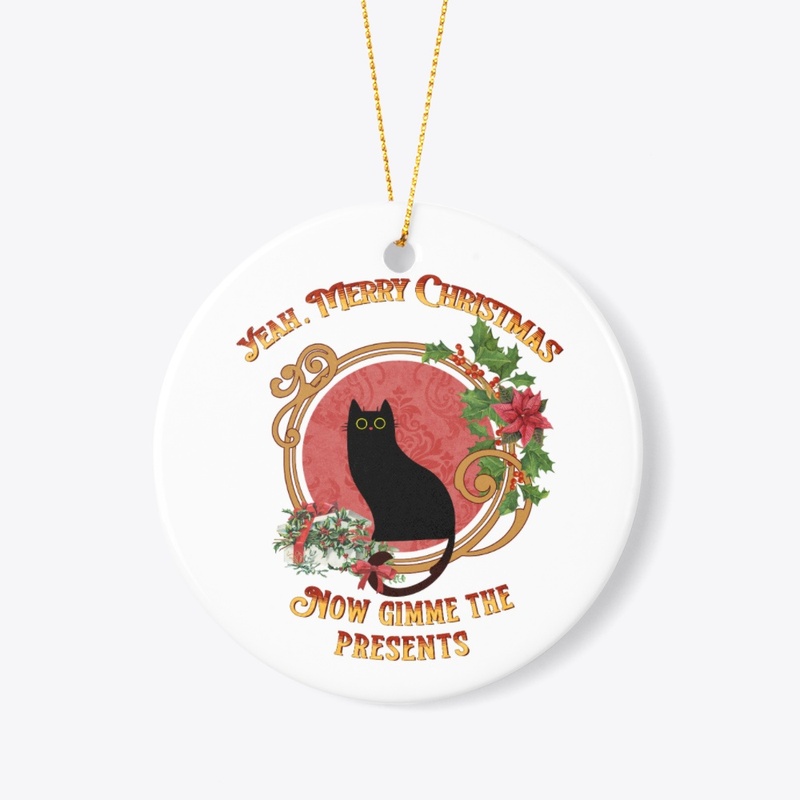 yeah Merry Christmas, grumpy black cat 