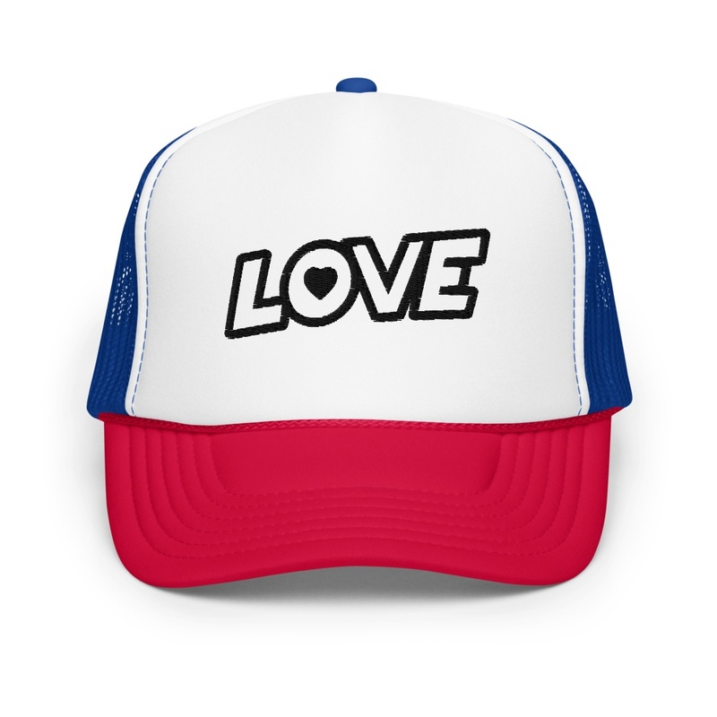 LOVE TRUCKERS HAT (RED/WHT/BLU/BLK LOGO)
