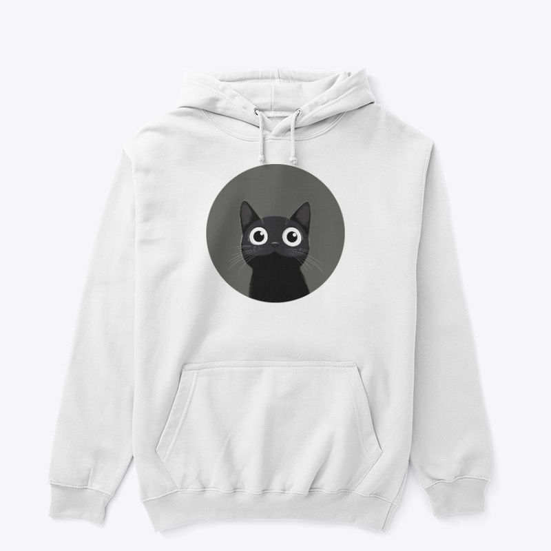 Cute Black Cat on Gray Moon