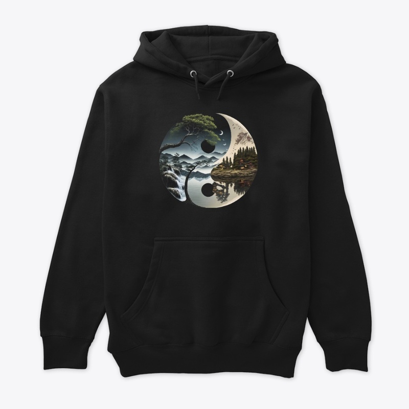landscape forest waterfall yin yang