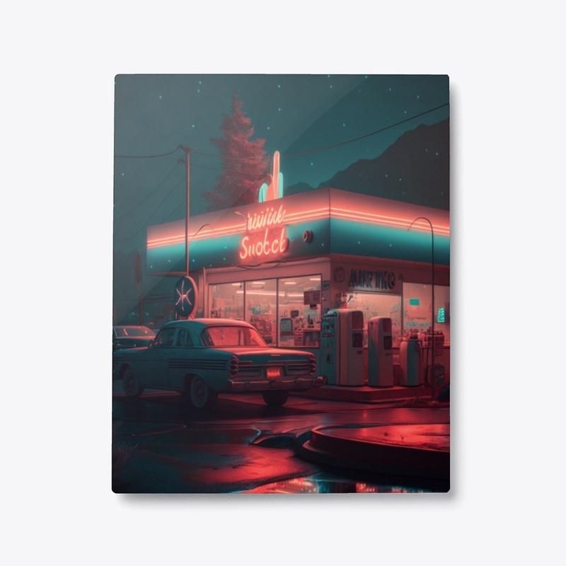 "Vintage Vibes: Retro Car at the Diner"
