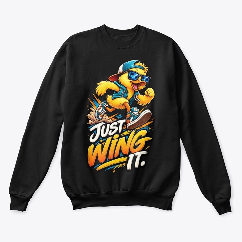 Just Wing It Funny Duck T-Shirt Design 