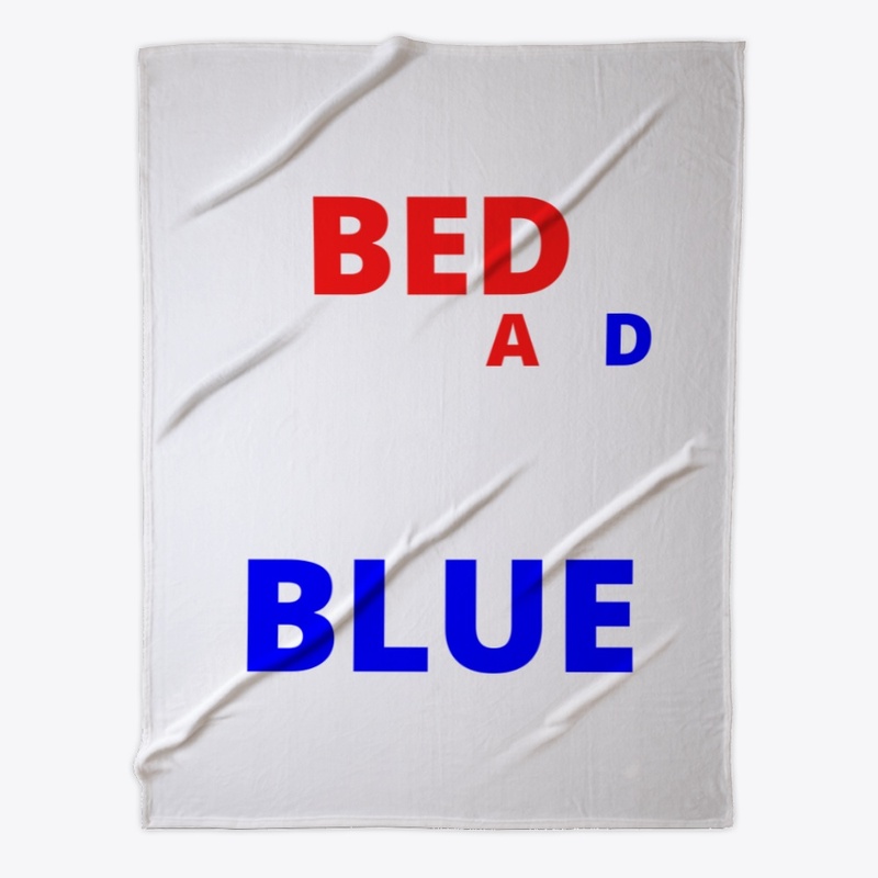 Bed white and blue funny independence na
