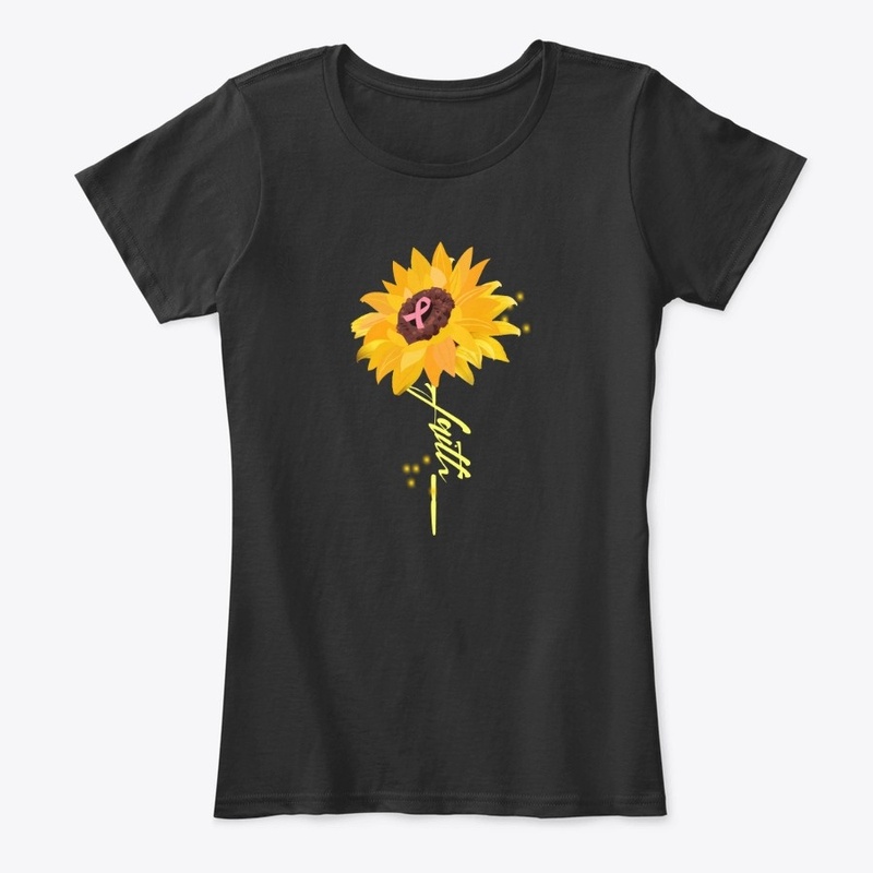 Sunflower Faith Cross With Pink Ribbon