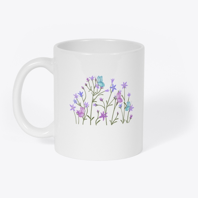 Floral Blossoms With Butterflies