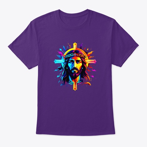 Neon Jesus Purple T-Shirt Front