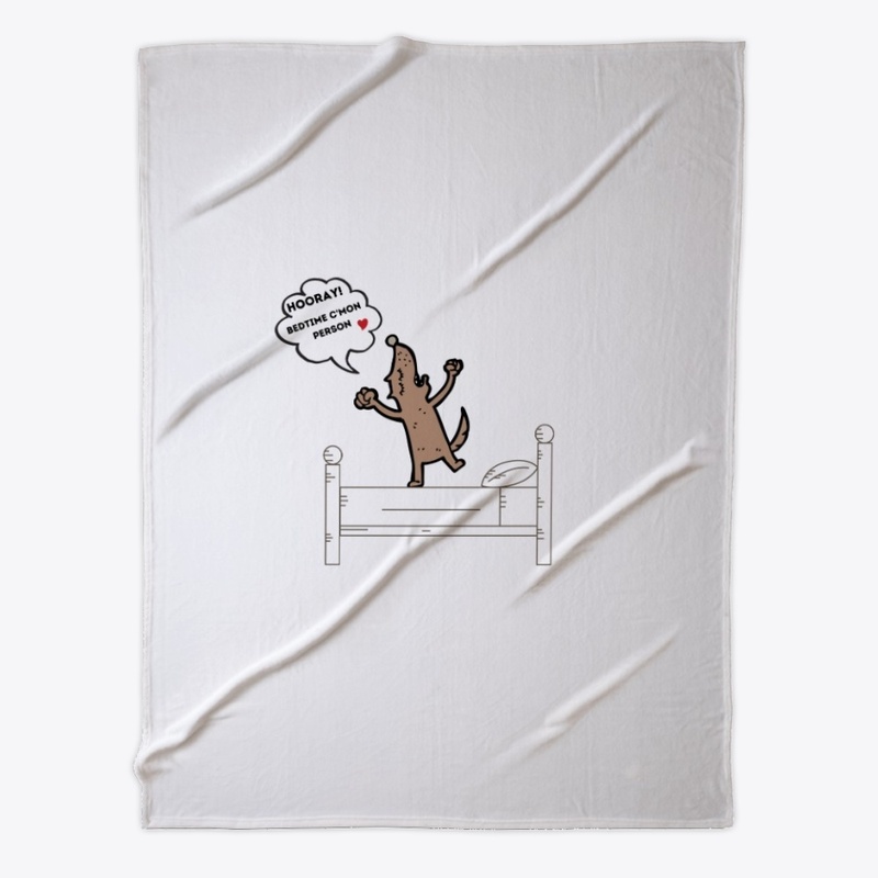 Happy dog at bedtime.