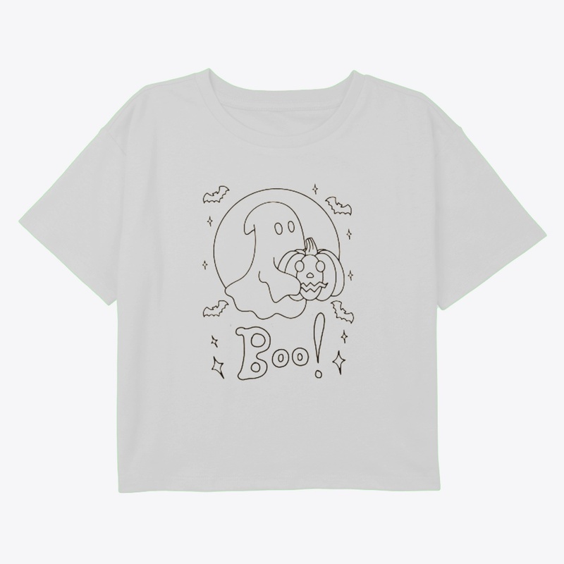 "Ghostly Boo & Pumpkin Coloring Page!"