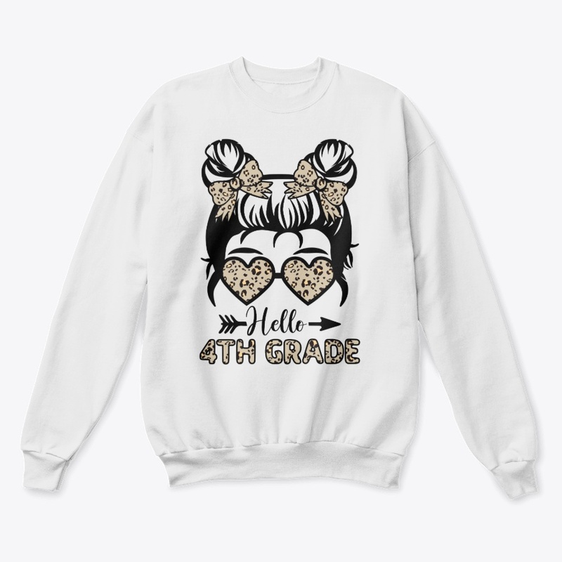Hello 4th Grade Messy Bun - Leopard