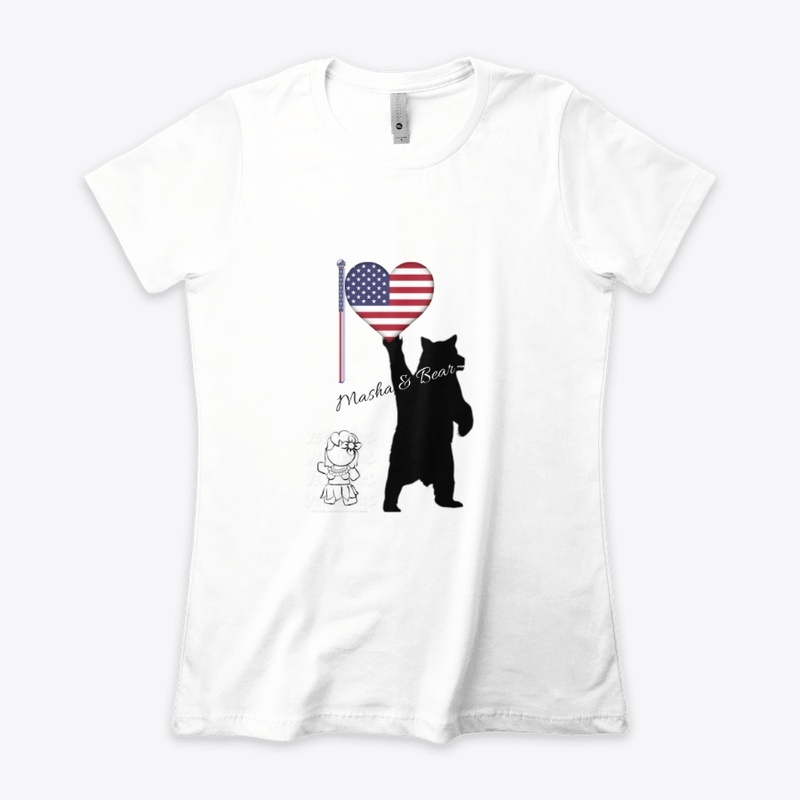 Masha & Bear 4th July American flag Tee