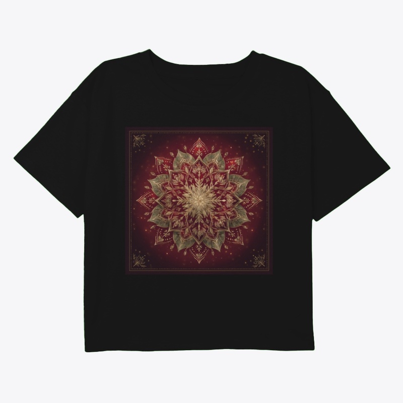 Ornate Red Gold Mandala Sacred Art
