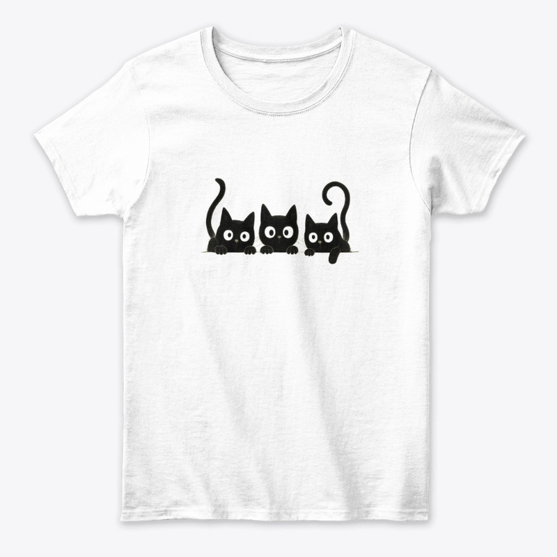 Curious Black Cats – Peeking Trio Tee