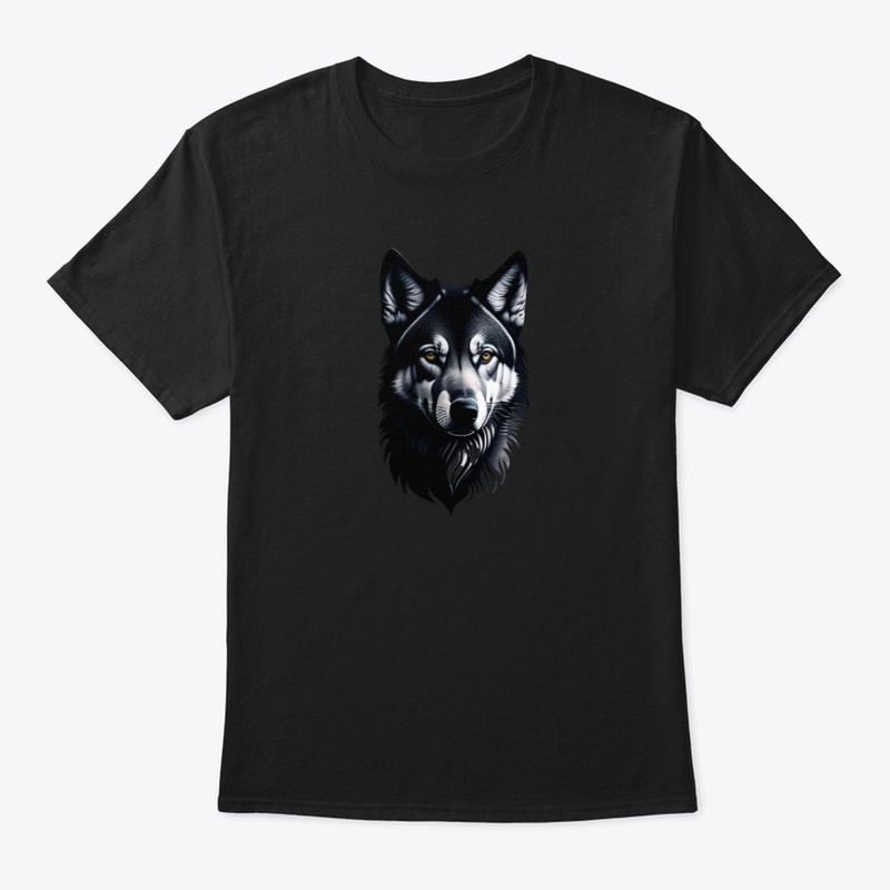 black and white wolf shirt design