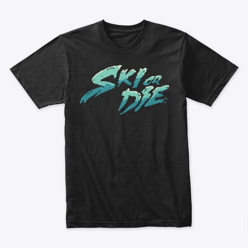 Ice Sunset Ski or die Pixel art Logo