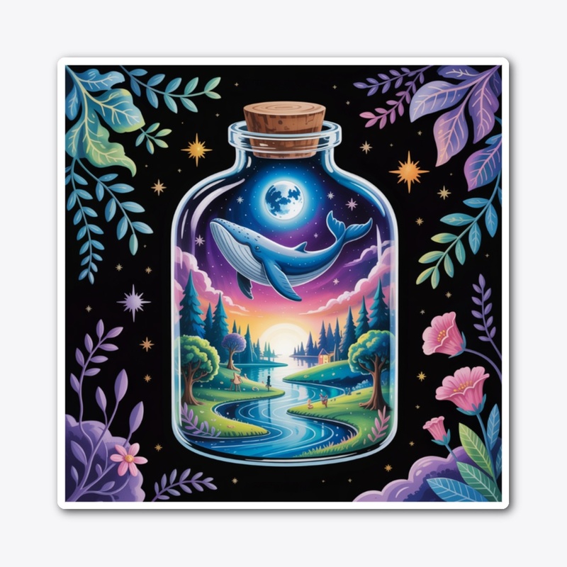Bottle with Moon and Whale