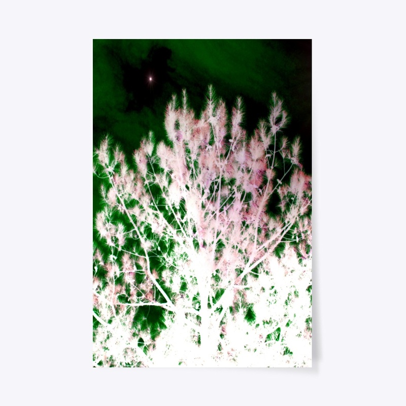 green and pink glowing tree 