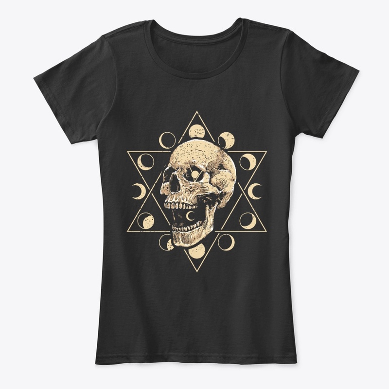 gothic skull alternative moon phases tee