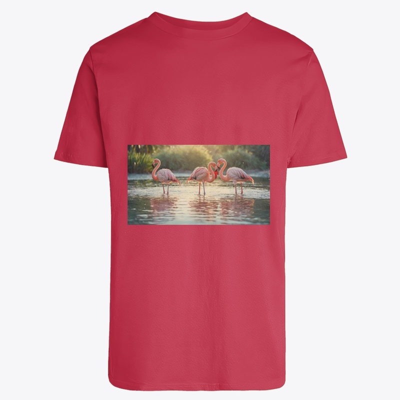 "Graceful Flamingos in Pond"