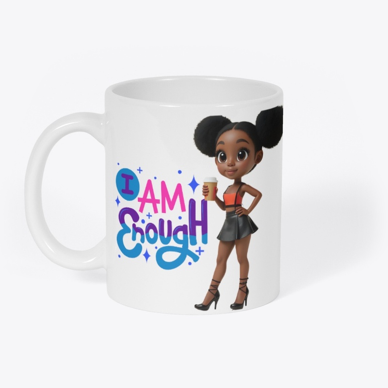 Black Girl with Coffee | "I Am Enough" 