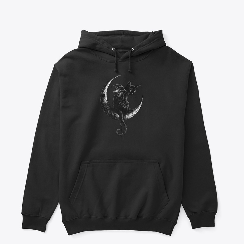  Gothic Black Cat Bat Wings Crescent