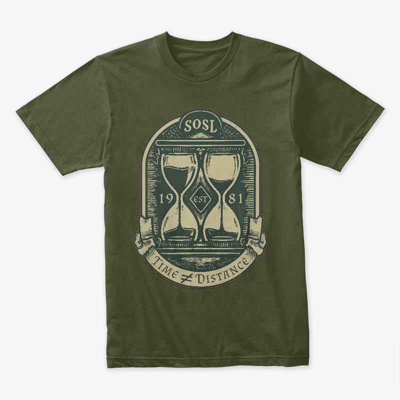 Time is not distance tee vintage green