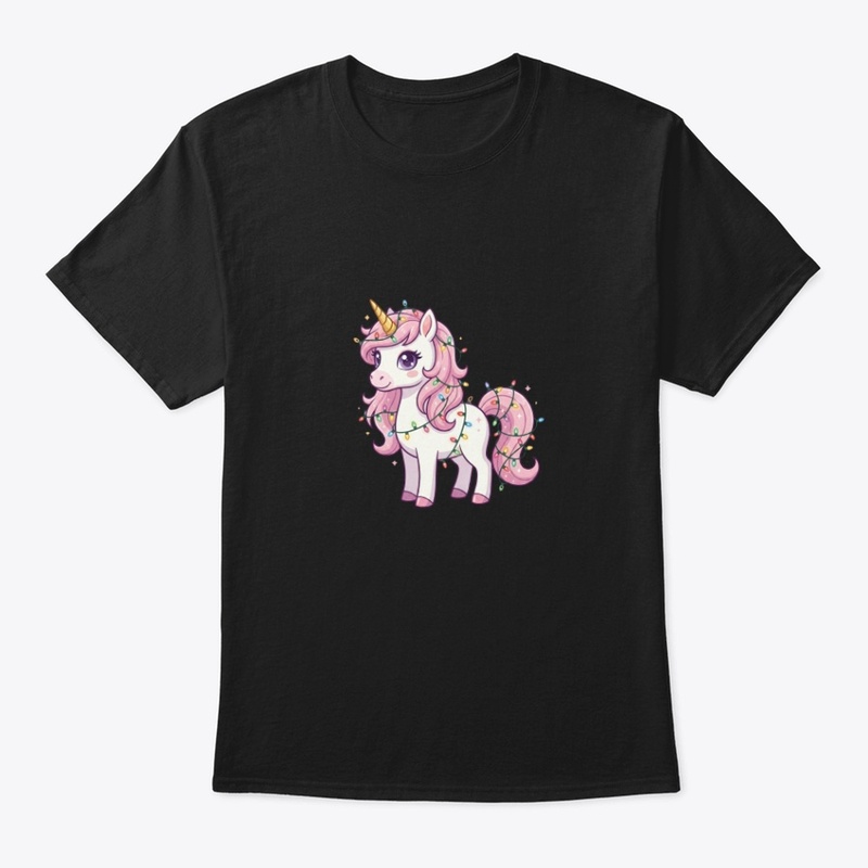 Cute Christmas Unicorn Tangled in Lights