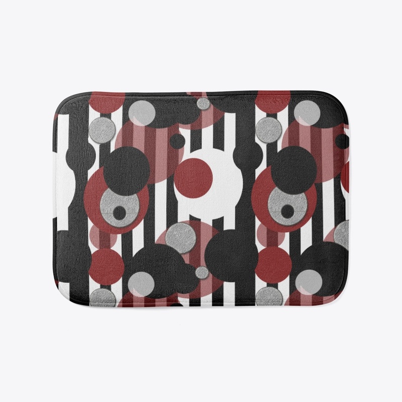 Black White Stripes Red Dots