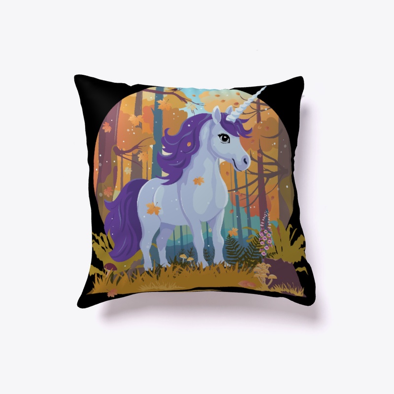 cute unicorn in a fall landscape