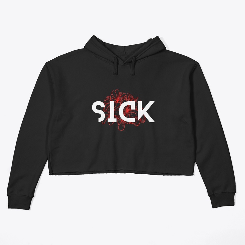 Black Modern Red Flower Hoodie