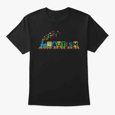 Puzzle Autism Train Autism Awareness Tsh Black T-Shirt Front