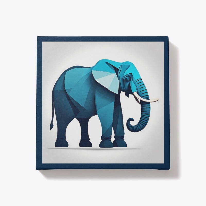 Geometric Blue Elephant – Animal Art