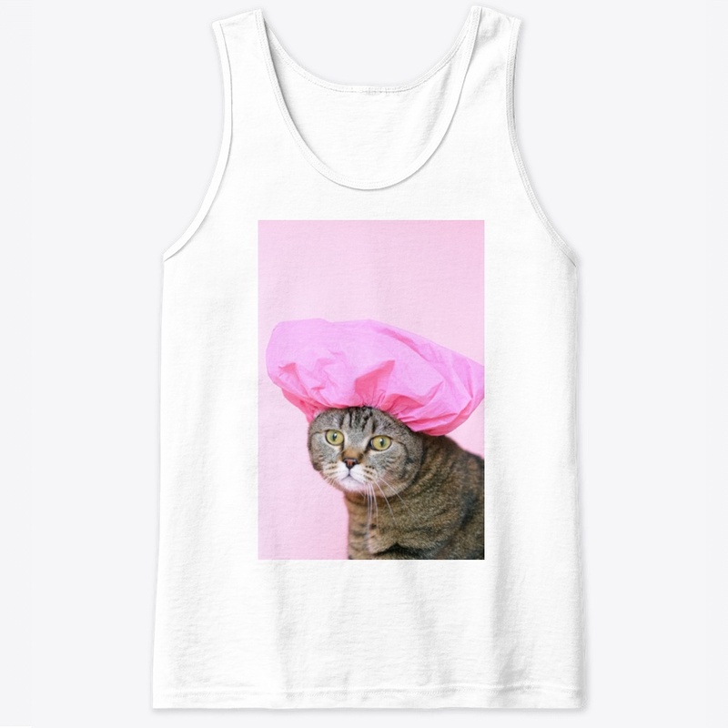 Funny Cat Wearing Shower Cap