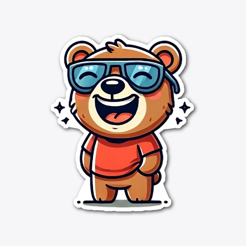 Cool Laughing Bear - Cartoon Vibes