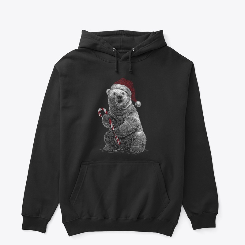 Snowy Candy Cane Bear