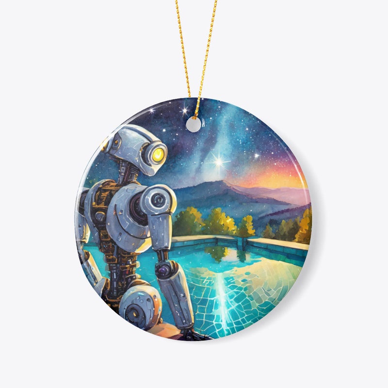 Robot by a swimming pool