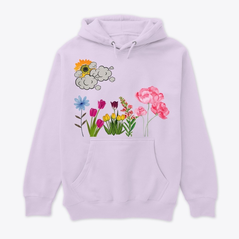 Flower Garden with Cloulded Sunflower
