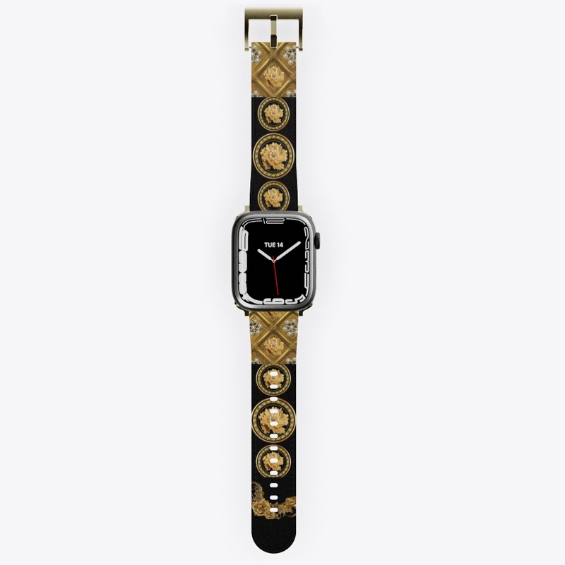 Golden pattern and circle on watch