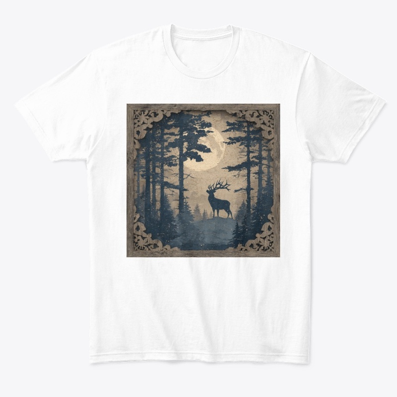 Ornate Deer Forest Frame Vintage Art