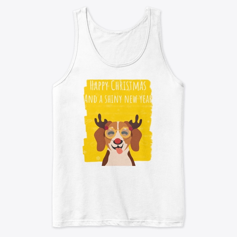 Happy Christmas and new year, happy dog