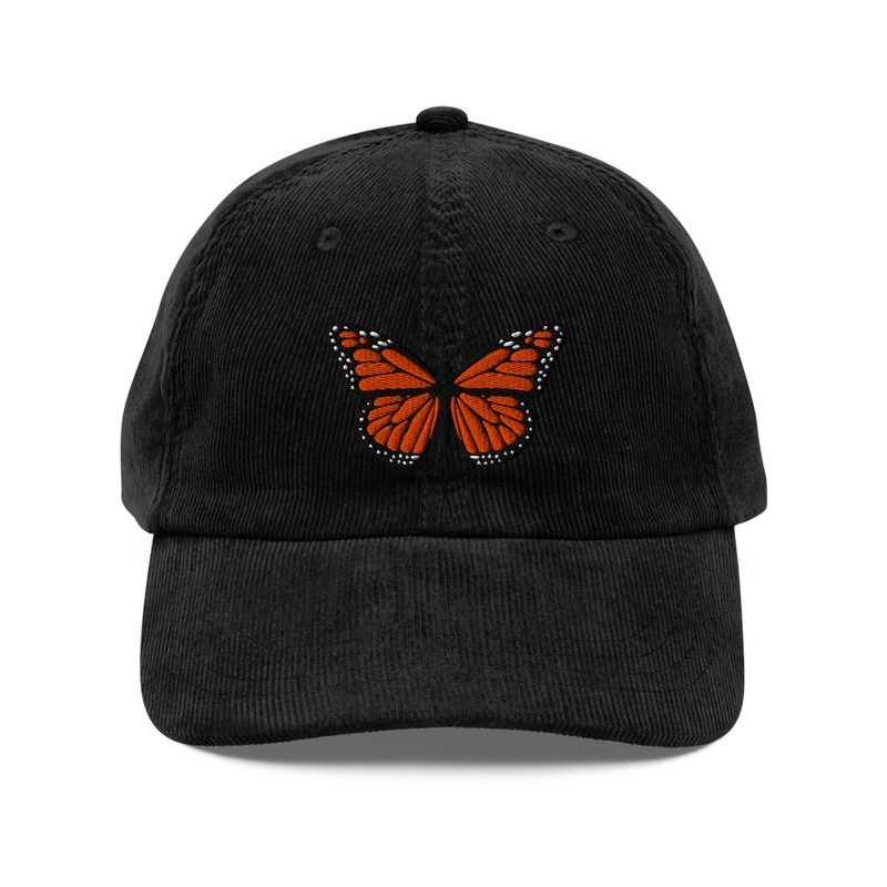Embroidered Butterfly Corduroy Hat