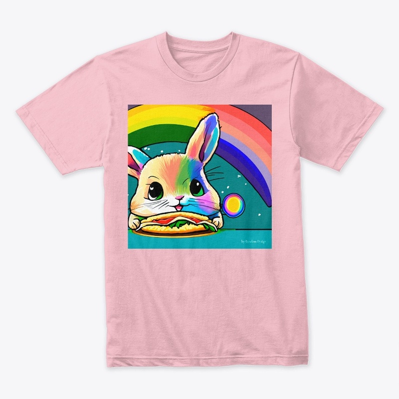Bunny eating a taco under a rainbow