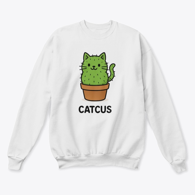 Cute Cartoon Cat Cactus Illustration