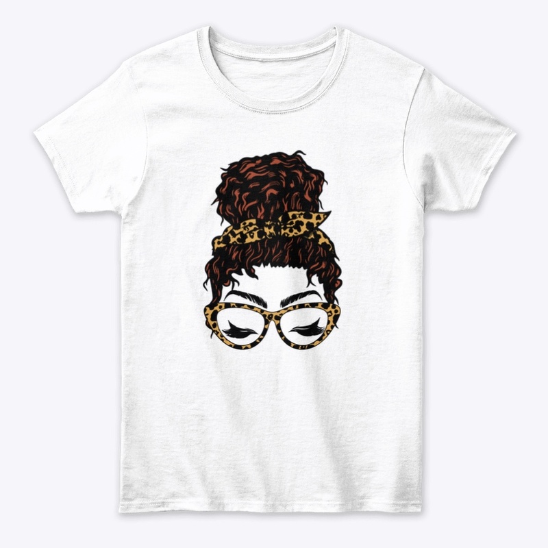 Curly red hair messy bun cat eye 