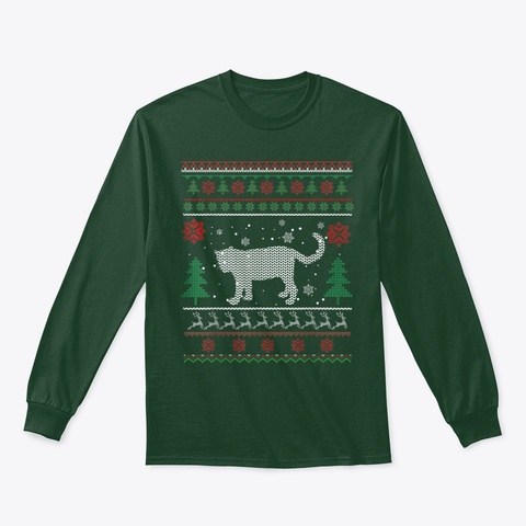 Funny Leopard Ugly Christmas Sweater San Forest Green T-Shirt Front