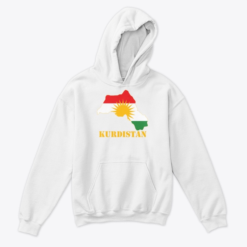 Kurdistan map with Kurdistan flag