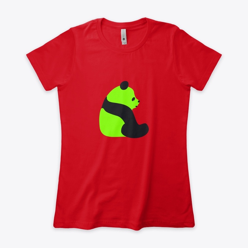 Neon Green Sitting Panda  Black Features