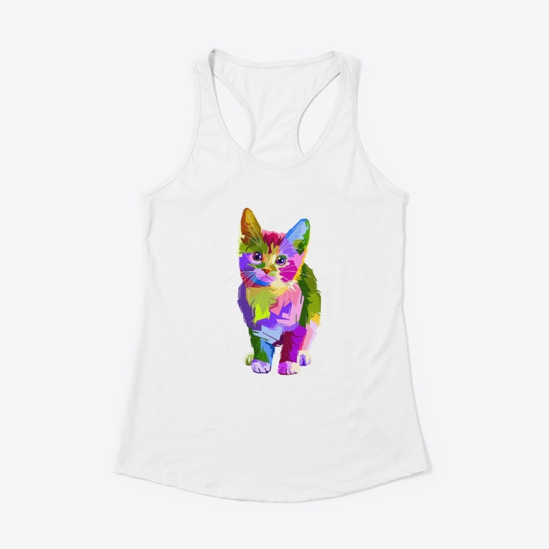 Multicolored cat printed tshirt 