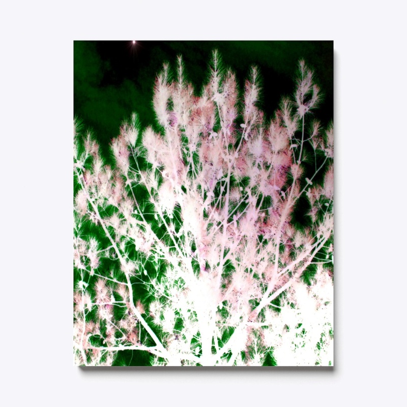 green and pink glowing tree 