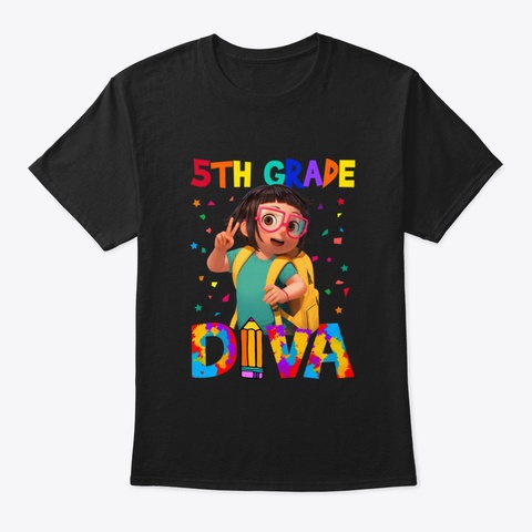 5 Th Grade Diva Back To School Black T-Shirt Front